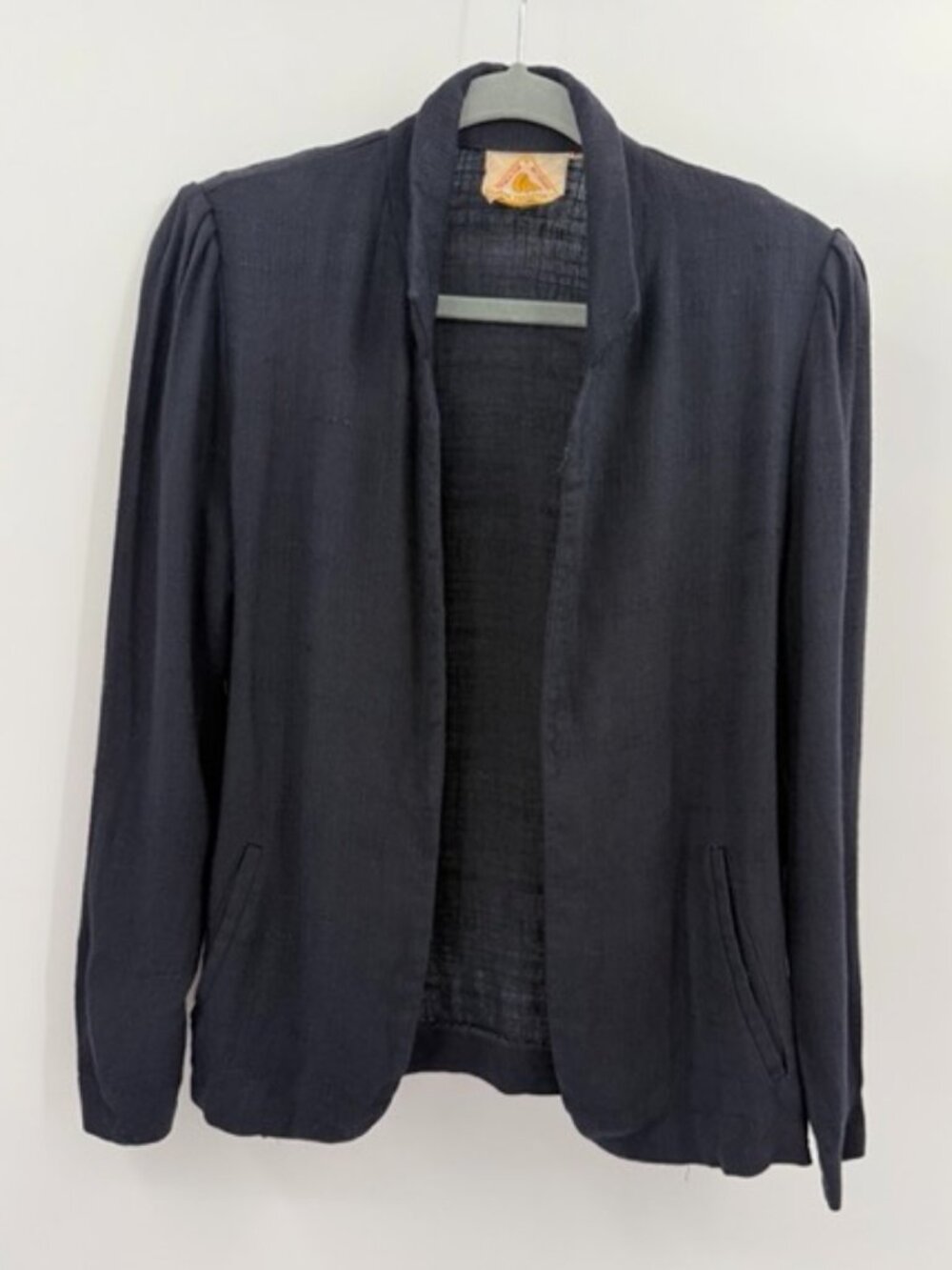 Anne Pinkerton Vintage 80s Linen Rayon Blazer Jacket Navy Size 10